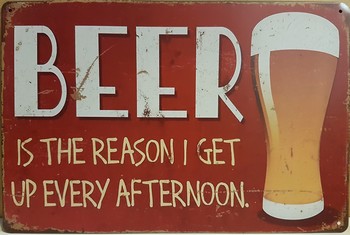 Beer reason get up afternoon bier glas metalen reclame