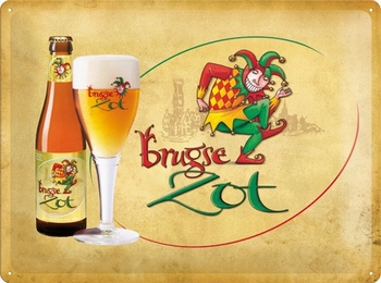 Brugse zot metalen reclamebord relief