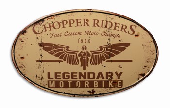 Chopper riders ovaal legendary motorbike metalen wandb