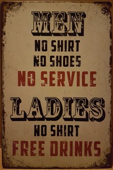Men no shoe woman no shirt wandbord metaal