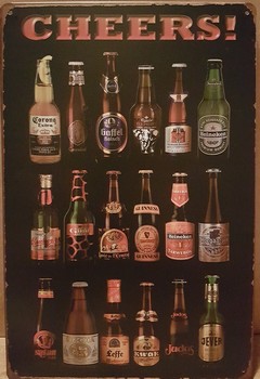 Cheers bier flessen merken metalen wandbord
