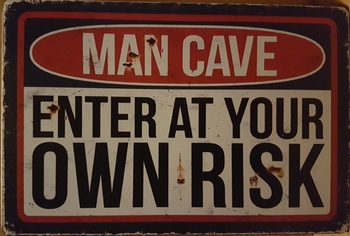 Man cave enter at your own risk metalen wandbord