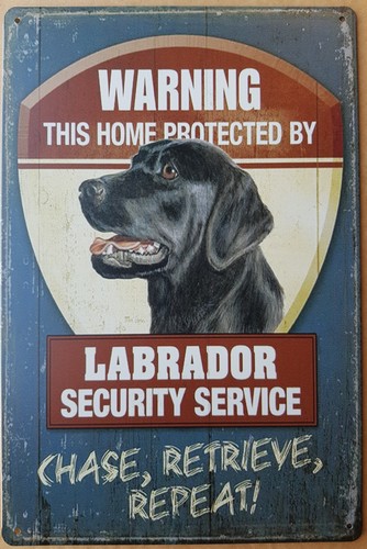 Warning labrador security service zwart