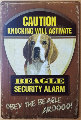 Beagle hond security  alarm metalen bord