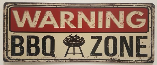 warning bbq zone metalen bord