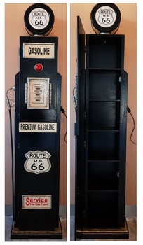 Route 66 XXL benzinepomp kast houten dvd kast  met lamp