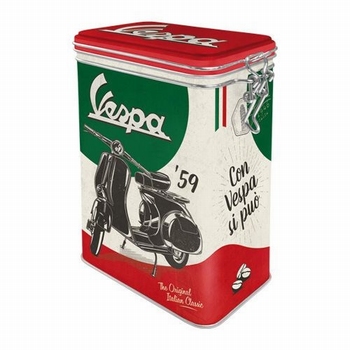 Vespa italian classic metalen voorraadblik clipbox