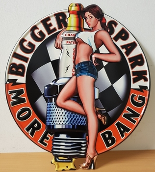 Bigger sparkle boogie pinup uitgesneden relief metalen bord