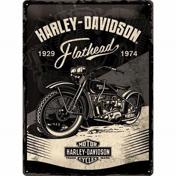 Harley Davidson Flathead zwart grijs metalen relief