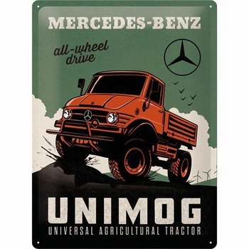 Mercedes benz unimog metalen relief reclamebord