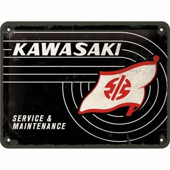 Kawasaki service en maintenance metalen relief reclame