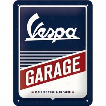 Vespa garage metalen relief reclamebord