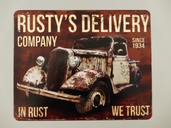 Rusty's delivery company metalen bord 25x20