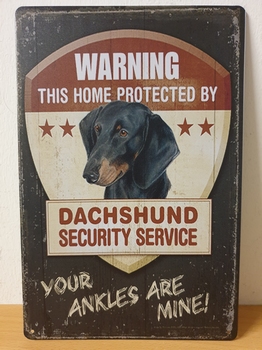 Teckel dachshund security metalen wandbord