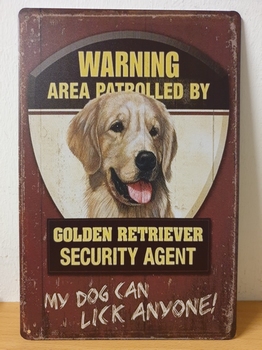 Golden retriever security service metalen wandbord