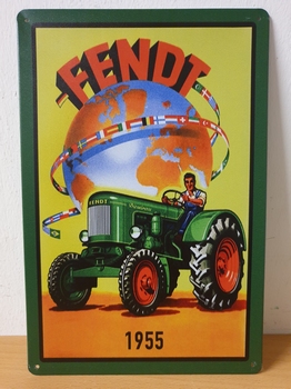 Fendt tractor 1955 wereld metalen reclamebord