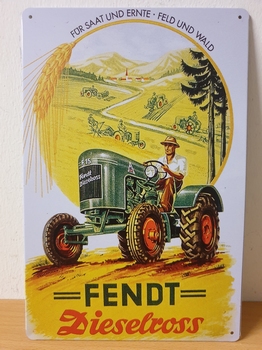 Fendt dieselross tractor metalen reclamebord