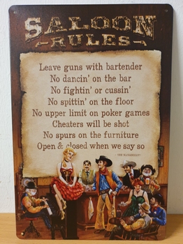 Saloon rules regels metalen wandbord