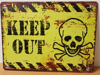 Keep out doodshoofd waarschuwing metalen wandbord