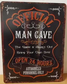 Official man cave metalen wandbord 33x25cm