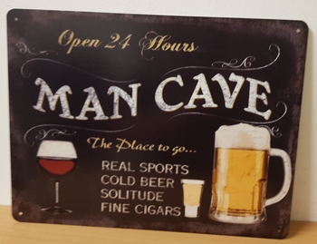 Man cave open 24 hours bier wijn borrel metalen wandord