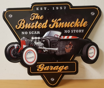 The busted knuckle garage zwarte auto metalen wandbord