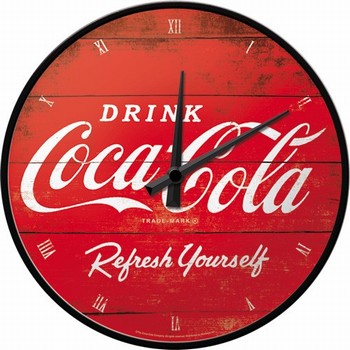 Coca cola rode logo refresh your self wandklok