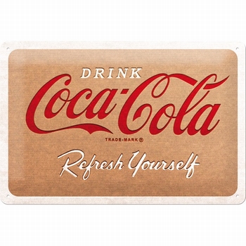 Coca cola cardboard metalen wandbord relief