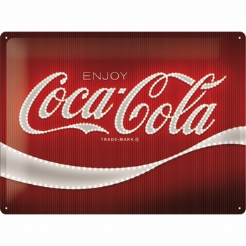 Coca cola logo red lights metalen relief reclamebord