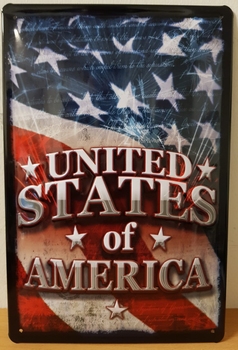 United states of america vlag wandbord van metaal met relief