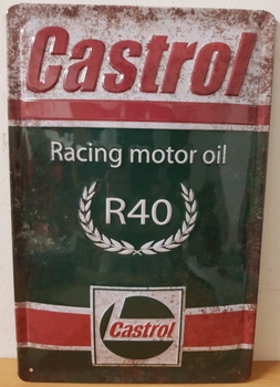 Castrol racing motor oil r40 metalen reclamebord RELIEF
