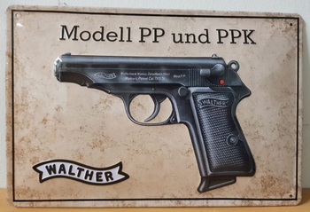 Walther pp und ppk metalen reclamebord RELIEF