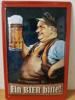 Ein bier bitte metalen reclamebord RELIEF