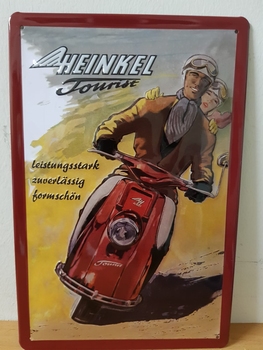 Heinkel Tourist brommer metalen reclamebord   RELIEF
