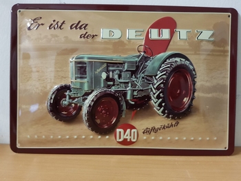 Deutz d40 er ist da metalen reclamebord relief