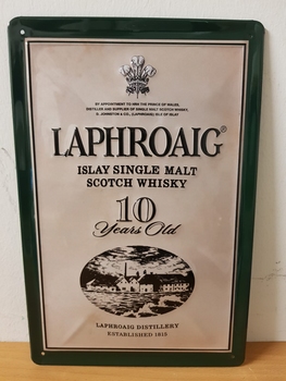 Laphroaig scotch whisky metalen reclamebord RELIEF