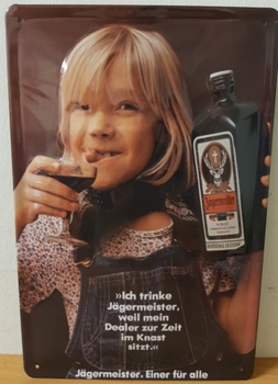 Jagermeister dealer meisje metalen reclamebord RELIEF