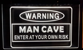 Warning man cave enter at your risk witte led lamp