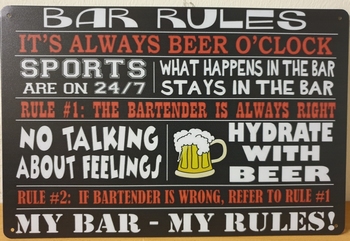 Bar Rules always Beer o clock metalen wandbord