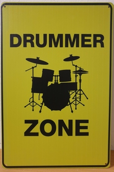 Drummer Zone geel reclamebord metaal