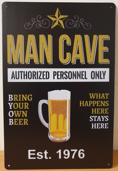 Man Cave est 1976 reclamebord metaal
