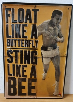 Muhammad Ali bokser metalen bord relief 30x20cm