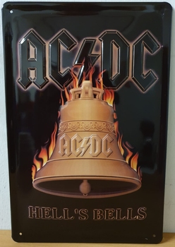 ACDC hell's Bells BEL metalen wandbord 30x20 relief