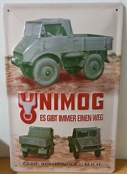 Unimog Boehringer reclamebord metaal RELIEF 30x20