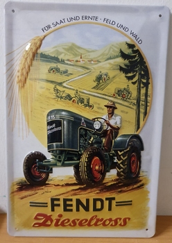 Fendt dieselross VERTICAAL RELIEF metalen wandbord 30x