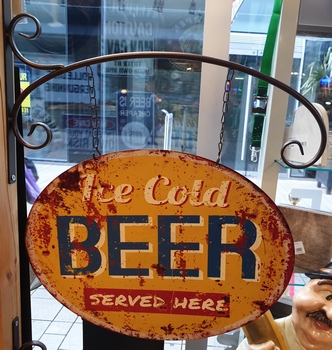 Ice cold beer uithangbord metaal dubbelzijdig