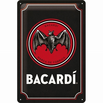 Bacardi logo black red metalen relief reclamebord