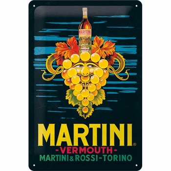 Martini vermouth grapes metalen reclamebord relief