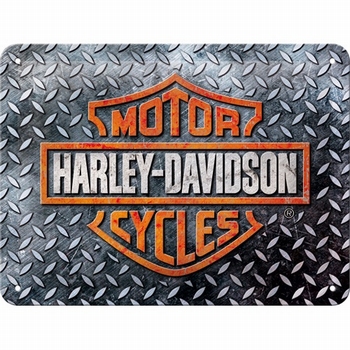 Harley Davidson diamond plate metalen wandbord