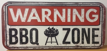 Warning BBQ zone XXL wandbord metaal